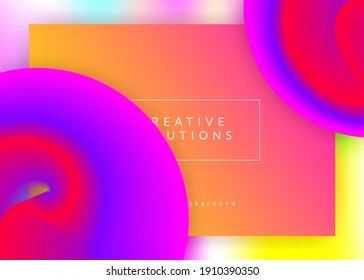 Flüssigkeiten. Kreatives Banner, App-Vorlage. Lebhaftes Farbverlauf-Netz. Holografische 3D-Umgebung mit moderner Trendmischung. Flüssigkeitsflüssigkeit mit dynamischen Elementen und Formen. Landing Page.