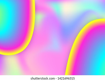 Liquid fluid. Creative banner, certificate frame. Vivid gradient mesh. Holographic 3d backdrop with modern trendy blend. Liquid fluid background with dynamic elements and shapes.