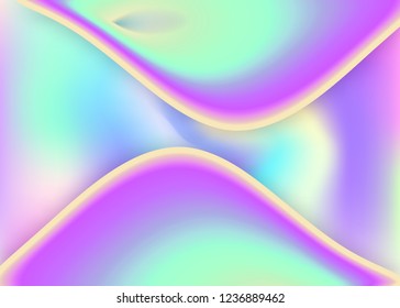 Liquid fluid. Geometric book, wallpaper layout. Vivid gradient mesh. Holographic 3d backdrop with modern trendy blend. Liquid fluid background with dynamic elements and shapes.