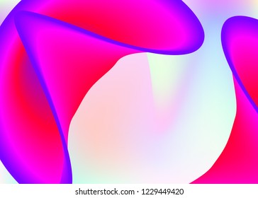 Liquid fluid. Holographic 3d backdrop with modern trendy blend. Vivid gradient mesh. Neon banner, invitation composition. Liquid fluid background with dynamic elements and shapes.