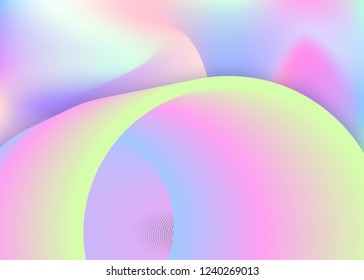 Liquid fluid. Holographic 3d backdrop with modern trendy blend. Wavy book, invitation frame. Vivid gradient mesh. Liquid fluid background with dynamic elements and shapes.