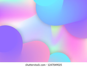 Liquid fluid. Holographic 3d backdrop with modern trendy blend. Minimal magazine, presentation composition. Vivid gradient mesh. Liquid fluid background with dynamic elements and shapes.