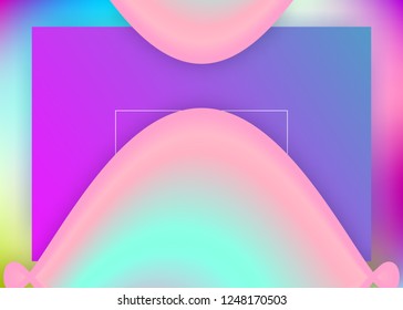 Liquid fluid. Holographic 3d backdrop with modern trendy blend. Vivid gradient mesh. Neon mobile, website composition. Liquid fluid with dynamic elements and shapes. Landing page.