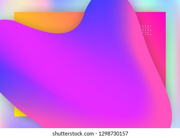 Liquid fluid. Holographic 3d backdrop with modern trendy blend. Colorful interface, website frame. Vivid gradient mesh. Liquid fluid with dynamic elements and shapes. Landing page.