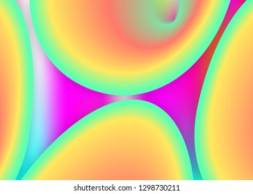 Liquid fluid. Holographic 3d backdrop with modern trendy blend. Vivid gradient mesh. Futuristic poster, flyer layout. Liquid fluid background with dynamic elements and shapes.