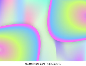 Liquid fluid. Holographic 3d backdrop with modern trendy blend. Vivid gradient mesh. Vibrant report, card layout. Liquid fluid background with dynamic elements and shapes.