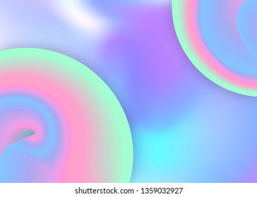 Liquid fluid. Holographic 3d backdrop with modern trendy blend. Vivid gradient mesh. Creative card, magazine design. Liquid fluid background with dynamic elements and shapes.
