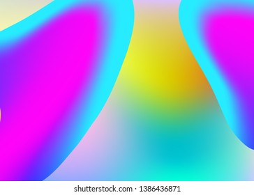 Liquid fluid. Holographic 3d backdrop with modern trendy blend. Business book, poster composition. Vivid gradient mesh. Liquid fluid background with dynamic elements and shapes.