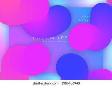 Liquid fluid. Holographic 3d backdrop with modern trendy blend. Vivid gradient mesh. Cool app, banner composition. Liquid fluid with dynamic elements and shapes. Landing page.