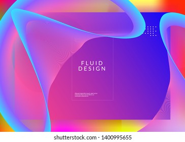 Liquid fluid. Holographic 3d backdrop with modern trendy blend. Psychedelic screen, app design. Vivid gradient mesh. Liquid fluid with dynamic elements and shapes. Landing page.