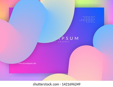 Liquid fluid. Holographic 3d backdrop with modern trendy blend. Bright ui, banner template. Vivid gradient mesh. Liquid fluid with dynamic elements and shapes. Landing page.