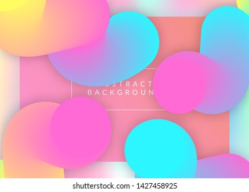 Liquid fluid. Holographic 3d backdrop with modern trendy blend. Colorful app, website frame. Vivid gradient mesh. Liquid fluid with dynamic elements and shapes. Landing page.