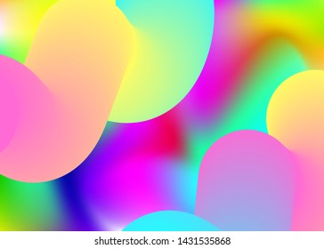 Liquid fluid. Holographic 3d backdrop with modern trendy blend. Bright cover, presentation layout. Vivid gradient mesh. Liquid fluid background with dynamic elements and shapes.