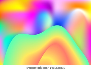 Liquid fluid. Holographic 3d backdrop with modern trendy blend. Vivid gradient mesh. Rainbow certificate, banner composition. Liquid fluid background with dynamic elements and shapes.
