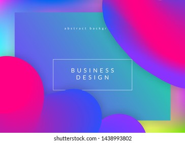 Liquid fluid. Holographic 3d backdrop with modern trendy blend. Vivid gradient mesh. Circle mobile, interface layout. Liquid fluid with dynamic elements and shapes. Landing page.