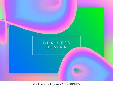 Liquid fluid. Holographic 3d backdrop with modern trendy blend. Vivid gradient mesh. Minimalist ui, app frame. Liquid fluid with dynamic elements and shapes. Landing page.