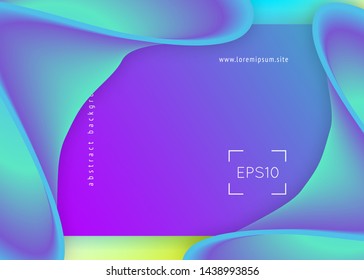Liquid fluid. Holographic 3d backdrop with modern trendy blend. Colorful ui, banner design. Vivid gradient mesh. Liquid fluid with dynamic elements and shapes. Landing page.