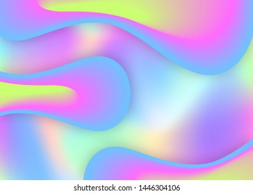 Liquid fluid. Holographic 3d backdrop with modern trendy blend. Vivid gradient mesh. Creative certificate, flyer template. Liquid fluid background with dynamic elements and shapes.