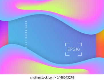Liquid fluid. Holographic 3d backdrop with modern trendy blend. Vivid gradient mesh. Minimalist ui, banner frame. Liquid fluid with dynamic elements and shapes. Landing page.
