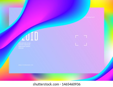 Liquid fluid. Holographic 3d backdrop with modern trendy blend. Vivid gradient mesh. Cosmic ui, website template. Liquid fluid with dynamic elements and shapes. Landing page.