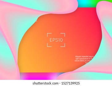Liquid fluid. Holographic 3d backdrop with modern trendy blend. Pop banner, ui design. Vivid gradient mesh. Liquid fluid with dynamic elements and shapes. Landing page.