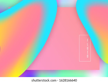 Liquid fluid. Holographic 3d backdrop with modern trendy blend. Vivid gradient mesh. Cosmic ui, app layout. Liquid fluid with dynamic elements and shapes. Landing page.