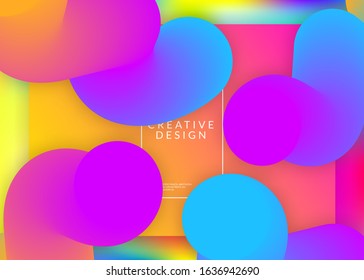 Liquid fluid. Holographic 3d backdrop with modern trendy blend. Vivid gradient mesh. Cool interface, mobile composition. Liquid fluid with dynamic elements and shapes. Landing page.