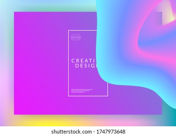 Liquid fluid. Holographic 3d backdrop with modern trendy blend. Cool ui, interface frame. Vivid gradient mesh. Liquid fluid with dynamic elements and shapes. Landing page.