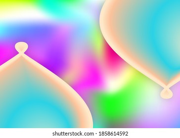 Liquid fluid. Holographic 3d backdrop with modern trendy blend. Vivid gradient mesh. Vibrant card, flyer template. Liquid fluid background with dynamic elements and shapes.