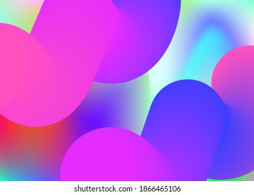 Liquid fluid. Holographic 3d backdrop with modern trendy blend. Cosmic card, magazine composition. Vivid gradient mesh. Liquid fluid background with dynamic elements and shapes.