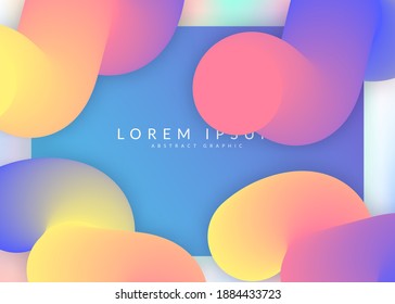 Liquid fluid. Holographic 3d backdrop with modern trendy blend. Vivid gradient mesh. Magic screen, app layout. Liquid fluid with dynamic elements and shapes. Landing page.