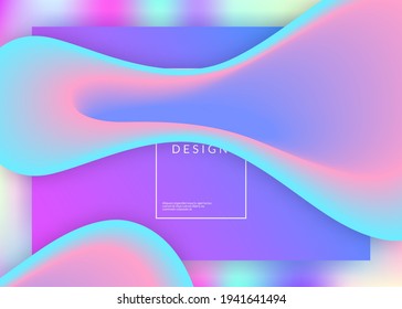 Líquido líquido. Fondo holográfico en 3d con moderna combinación de moda. Banner pop, plantilla. Malla gradiente vívida. Líquido líquido con elementos dinámicos y formas. Página de inicio.