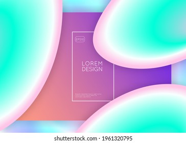 Liquid fluid. Holographic 3d backdrop with modern trendy blend. Soft website, banner composition. Vivid gradient mesh. Liquid fluid with dynamic elements and shapes. Landing page.