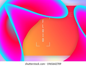 Líquido líquido. Fondo holográfico en 3d con moderna combinación de moda. Malla gradiente vívida. Aplicación futurista, diseño ui. Líquido líquido con elementos dinámicos y formas. Página de inicio.