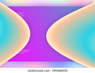Liquid fluid. Holographic 3d backdrop with modern trendy blend. Futuristic mobile, app frame. Vivid gradient mesh. Liquid fluid with dynamic elements and shapes. Landing page.