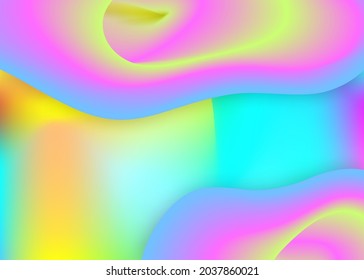 Líquido líquido. Fondo holográfico en 3d con moderna combinación de moda. Malla gradiente vívida. Informe Círculo, plantilla de fondo de pantalla. Fondo líquido líquido con elementos dinámicos y formas.