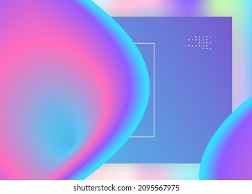 Liquid fluid. Holographic 3d backdrop with modern trendy blend. Round website, ui design. Vivid gradient mesh. Liquid fluid with dynamic elements and shapes. Landing page.