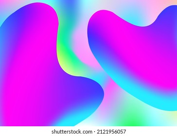 Liquid fluid. Holographic 3d backdrop with modern trendy blend. Vivid gradient mesh. Cool magazine, cover frame. Liquid fluid background with dynamic elements and shapes.