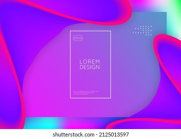 Liquid fluid. Holographic 3d backdrop with modern trendy blend. Rainbow app, banner composition. Vivid gradient mesh. Liquid fluid with dynamic elements and shapes. Landing page.