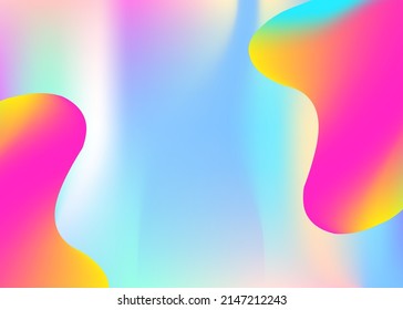 Liquid fluid. Holographic 3d backdrop with modern trendy blend. Vivid gradient mesh. Cosmic report, poster design. Liquid fluid background with dynamic elements and shapes.