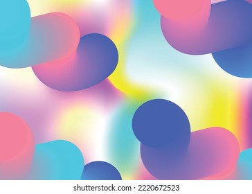 Liquid fluid. Holographic 3d backdrop with modern trendy blend. Vivid gradient mesh. Business book, flyer design. Liquid fluid background with dynamic elements and shapes.