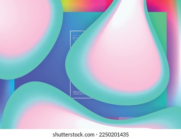 Flüssigkeiten. Holografische 3D-Umgebung mit moderner Trendmischung. Futuristische Ui, Bildschirmkomposition. Lebhaftes Farbverlauf-Netz. Flüssigkeitsflüssigkeit mit dynamischen Elementen und Formen. Landing Page.