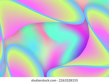 Liquid fluid. Holographic 3d backdrop with modern trendy blend. Vivid gradient mesh. Creative certificate, flyer design. Liquid fluid background with dynamic elements and shapes.