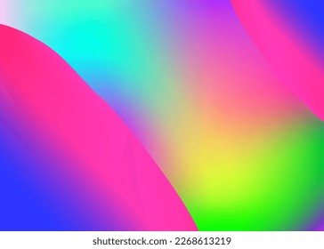 Liquid fluid. Holographic 3d backdrop with modern trendy blend. Molecular poster, magazine layout. Vivid gradient mesh. Liquid fluid background with dynamic elements and shapes.