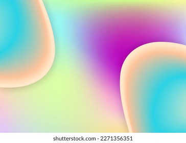 Liquid fluid. Holographic 3d backdrop with modern trendy blend. Vivid gradient mesh. Molecular cover, magazine frame. Liquid fluid background with dynamic elements and shapes.