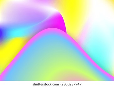 Liquid fluid. Holographic 3d backdrop with modern trendy blend. Wavy presentation, report template. Vivid gradient mesh. Liquid fluid background with dynamic elements and shapes.