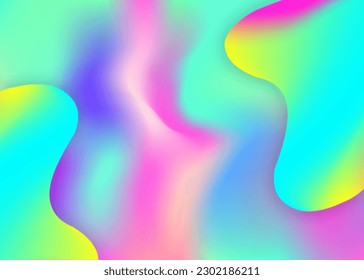 Liquid fluid. Holographic 3d backdrop with modern trendy blend. Magic wallpaper, book template. Vivid gradient mesh. Liquid fluid background with dynamic elements and shapes.