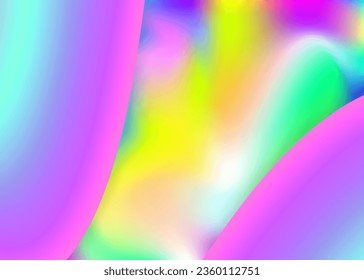 Flüssigkeiten. Holografische 3D-Umgebung mit moderner Trendmischung. Lebhaftes Farbverlauf-Netz. Regenbogenflieger, Einladungsvorlage. Flüssiger Hintergrund mit dynamischen Elementen und Formen.