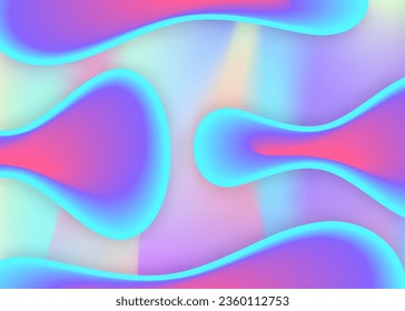 Liquid fluid. Holographic 3d backdrop with modern trendy blend. Vivid gradient mesh. Pop book, flyer design. Liquid fluid background with dynamic elements and shapes.