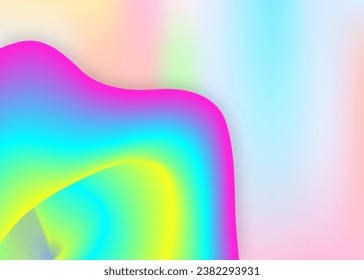 Liquid fluid. Holographic 3d backdrop with modern trendy blend. Vivid gradient mesh. Colorful card, report frame. Liquid fluid background with dynamic elements and shapes.